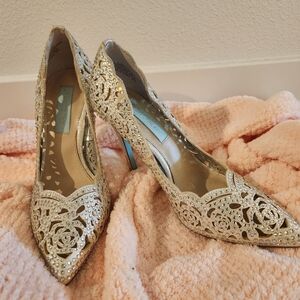 Betsey Johnson Silver Embellished Heels